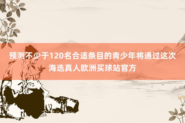 预测不少于120名合适条目的青少年将通过这次海选真人欧洲买球站官方