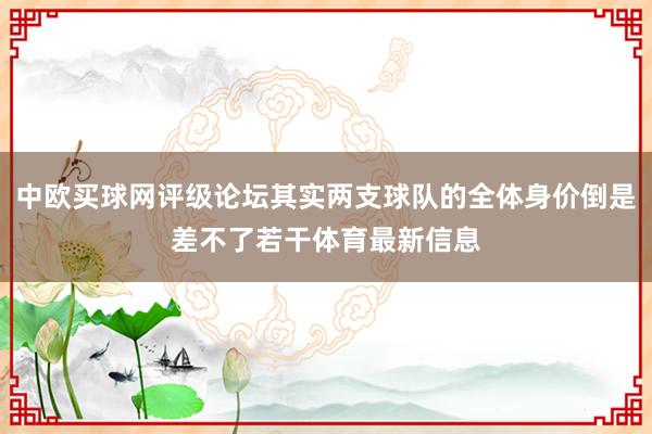 中欧买球网评级论坛其实两支球队的全体身价倒是差不了若干体育最新信息