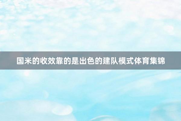 国米的收效靠的是出色的建队模式体育集锦