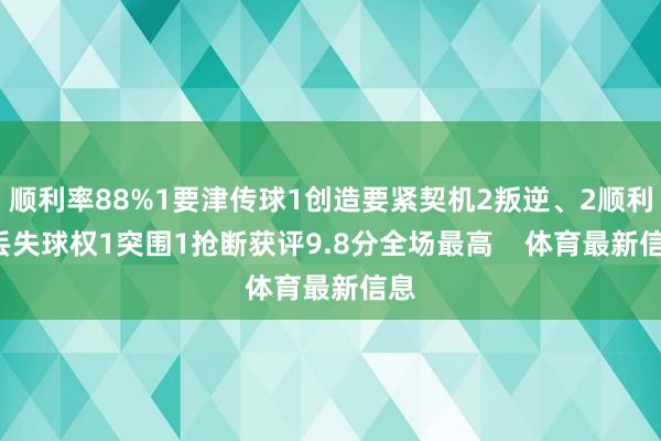 顺利率88%1要津传球1创造要紧契机2叛逆、2顺利3丢失球权1突围1抢断获评9.8分全场最高    体育最新信息