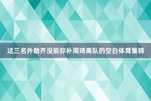 这三名外助齐没能弥补周琦离队的空白体育集锦